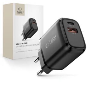 Įkroviklis Tech-Protect NCA45W-GAN, 2 prievadų, PD 45W / QC3.0, juodas