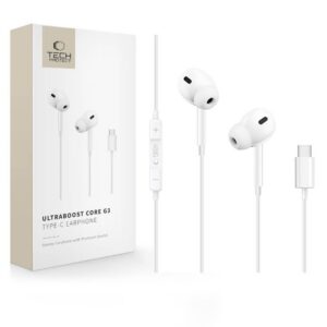 Ausinės Tech-Protect Ultraboost Core G3, USB-C, baltos