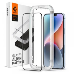 Apsauginis stiklas Spigen ALM Glass FC iPhone 13 / 13 Pro / 14 / 16e / 17e, juodas