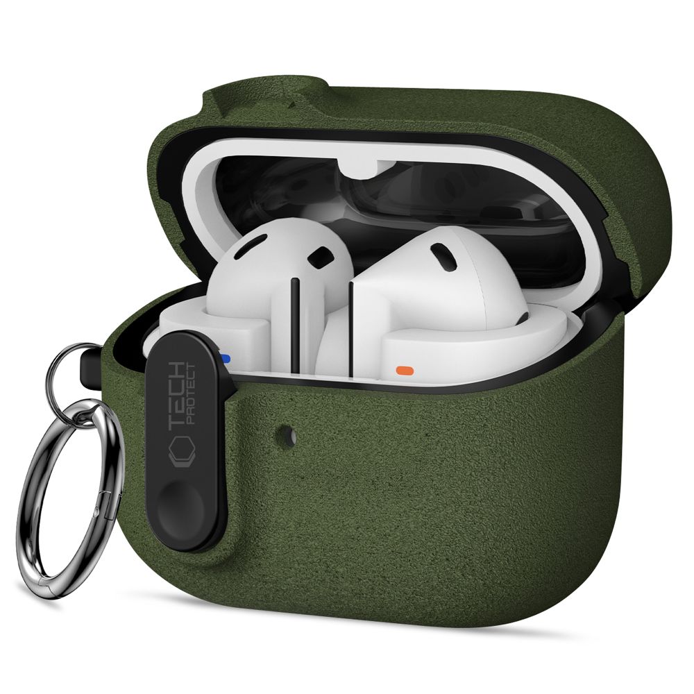 Dėklas Tech-Protect Slim Hook Samsung Galaxy Buds 3 / 3 FE / 3 Pro, alyvuogių žalias