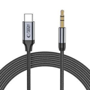 Laidas Tech-Protect UltraBoost Type-C į AUX Mini Jack 3.5mm, 100cm, juodas