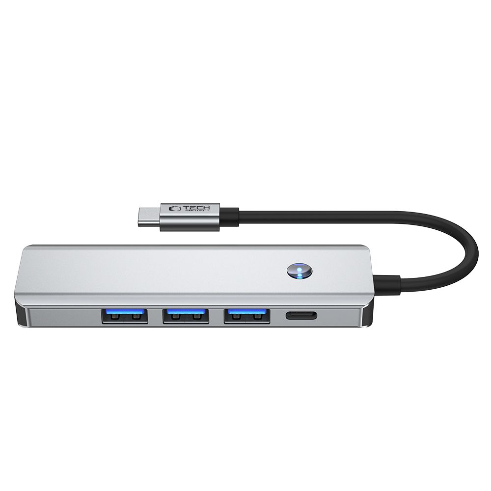 Adapteris Tech-Protect HB01 Hub 5in1 Type-C + USB3.0 + HDMI 4K 60Hz + PD100W, pilkas - Image 4