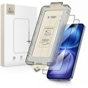 Apsauginis stiklas Tech-Protect Quick Set+ iPhone 15/16, 2 vnt., juodas