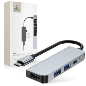 Adapteris Tech-Protect V2-Hub 4in1 Pilkas