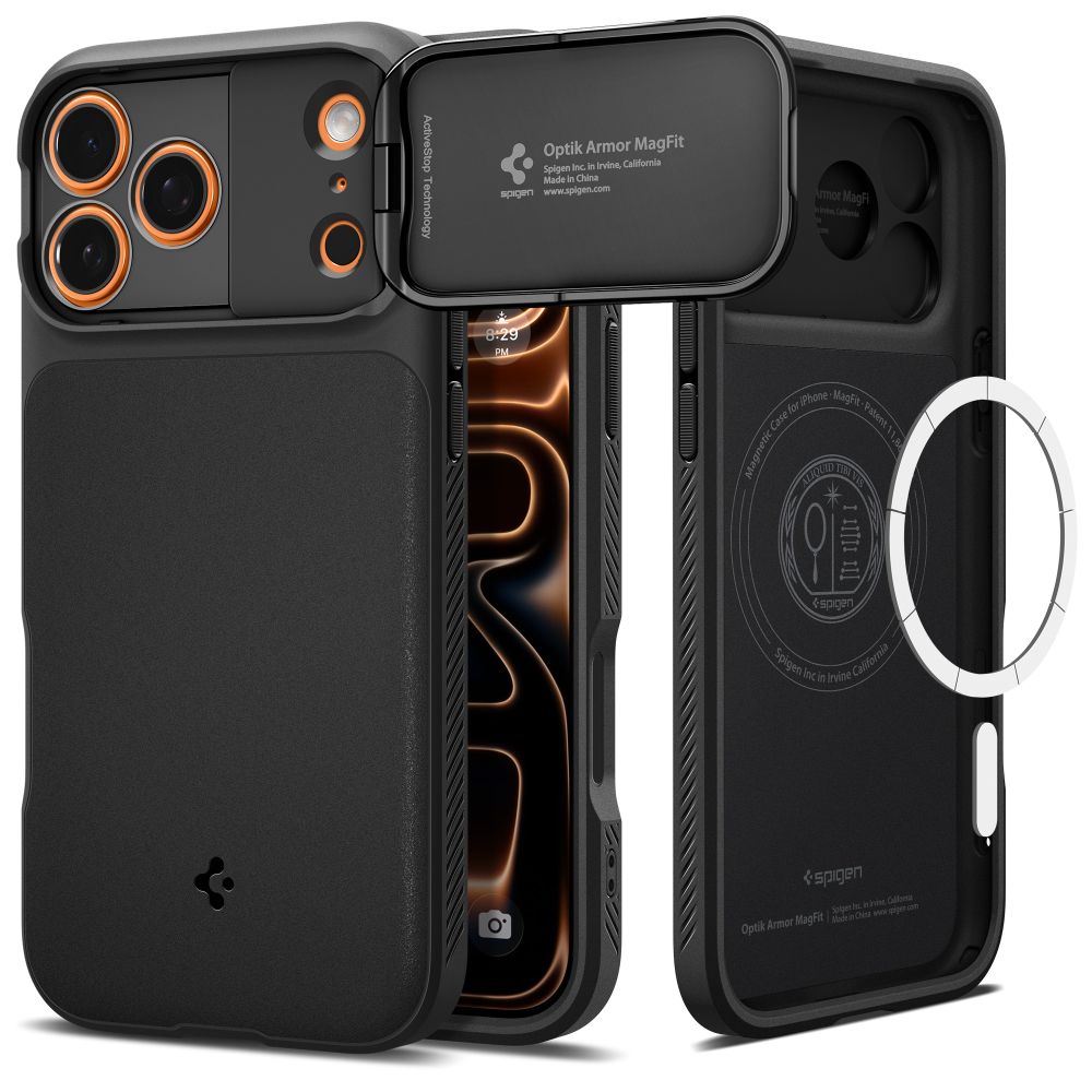 Dėklas Spigen Optik Armor MagSafe iPhone 17 Pro Max, juodas