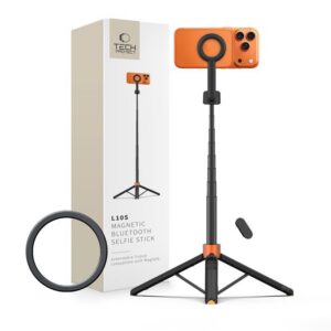 Selfie lazda Tech-Protect L10S MagSafe su trikoju, juoda/oranžinė