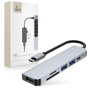 Adapteris Tech-Protect V4-Hub 6in1 Pilkas