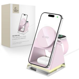 Belaidis kroviklis Tech-Protect QI15W-A43 3in1 MagSafe, šviesiai rožinis