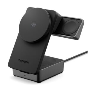 Belaidis įkroviklis Spigen Essential 3in1 Magnetic MagSafe 25W Qi2.2, juodas