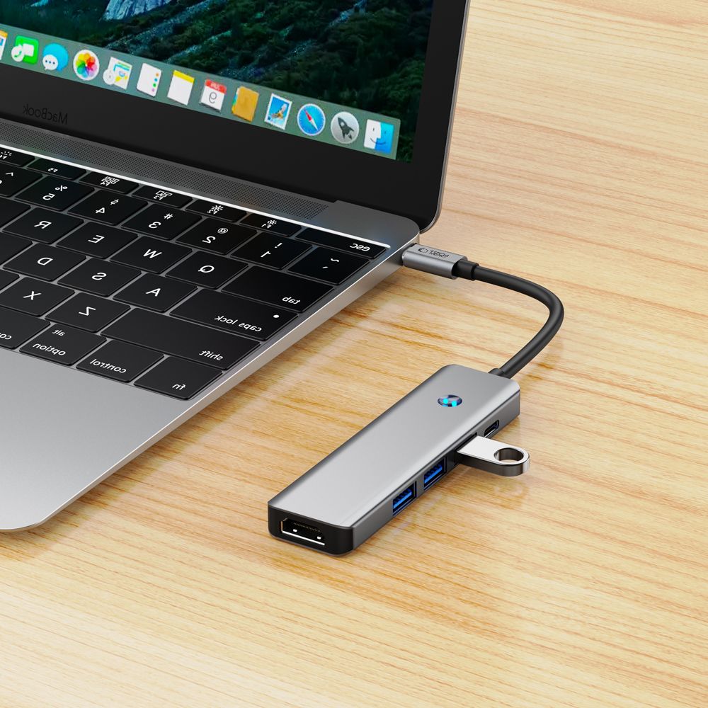 Adapteris Tech-Protect HB01 Hub 5in1 Type-C + USB3.0 + HDMI 4K 60Hz + PD100W, pilkas - Image 7