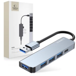 Adapteris Tech-Protect V0-Hub 5in1, pilkas