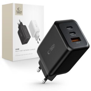 Tinklo kroviklis Tech-Protect C65W, 3 prievadai, PD65W / QC3.0, juodas