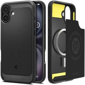 Dėklas Spigen Rugged Armor Mag MagSafe iPhone 16, matinis juodas