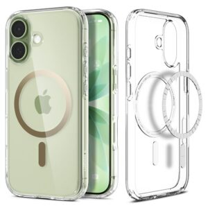 Dėklas Spigen Ultra Hybrid Mag MagSafe iPhone 17, skaidrus/auksinis