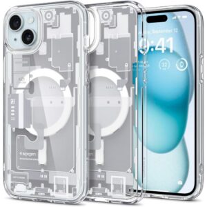 Dėklas Spigen Ultra Hybrid Mag MagSafe iPhone 15 Plus Zero One, baltas