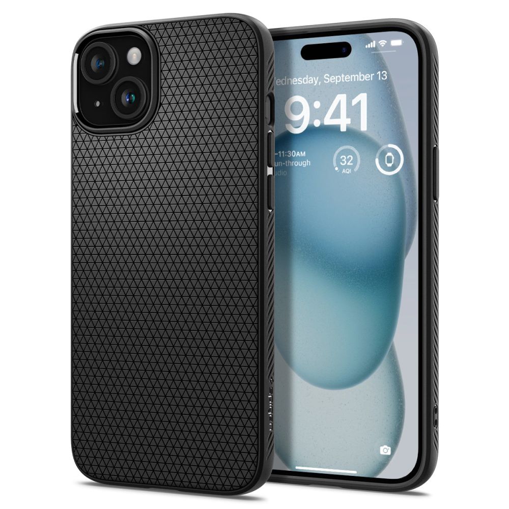 Dėklas Spigen Liquid Air iPhone 15 Matinis Juodas