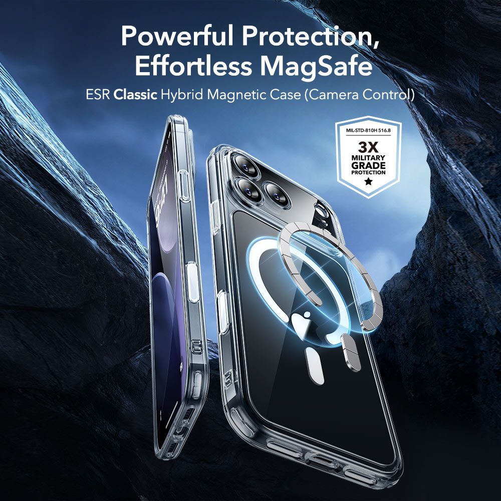 Dėklas ESR Classic Hybrid MagSafe su apsauginiu stiklu iPhone 17 Pro Max, skaidrus - Image 2