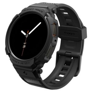Dirželis su dėklu Spigen Rugged Armor Pro, Samsung Galaxy Watch 8 / 9 (40 mm), matinis juodas