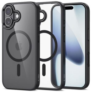 Dėklas Tech-Protect Magmat MagSafe iPhone 17, juodas/skaidrus