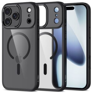 Dėklas Tech-Protect MagMat MagSafe iPhone 17 Pro, juodas/skaidrus