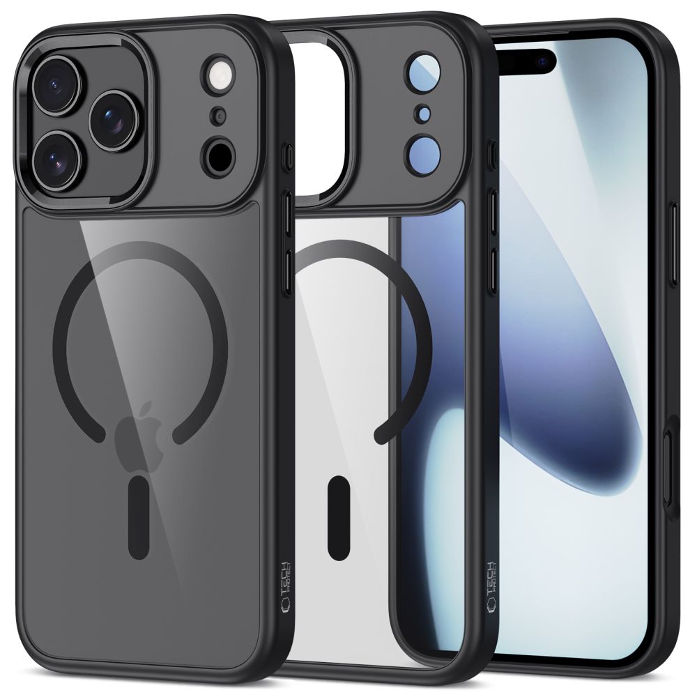 Dėklas Tech-Protect MagMat MagSafe iPhone 17 Pro, juodas/skaidrus