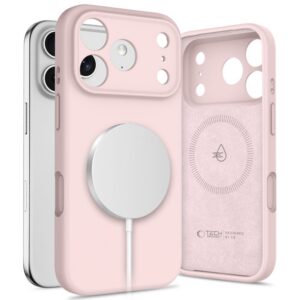 Dėklas Tech-Protect Silicone Magsafe iPhone 17 Pro Max, rožinis perlamutrinis