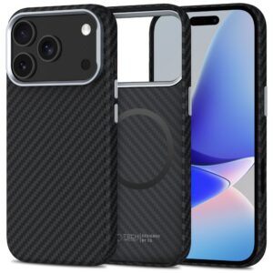 Dėklas Tech-Protect Ion Carbon MagSafe iPhone 17 Pro Max, juodas/sidabrinis