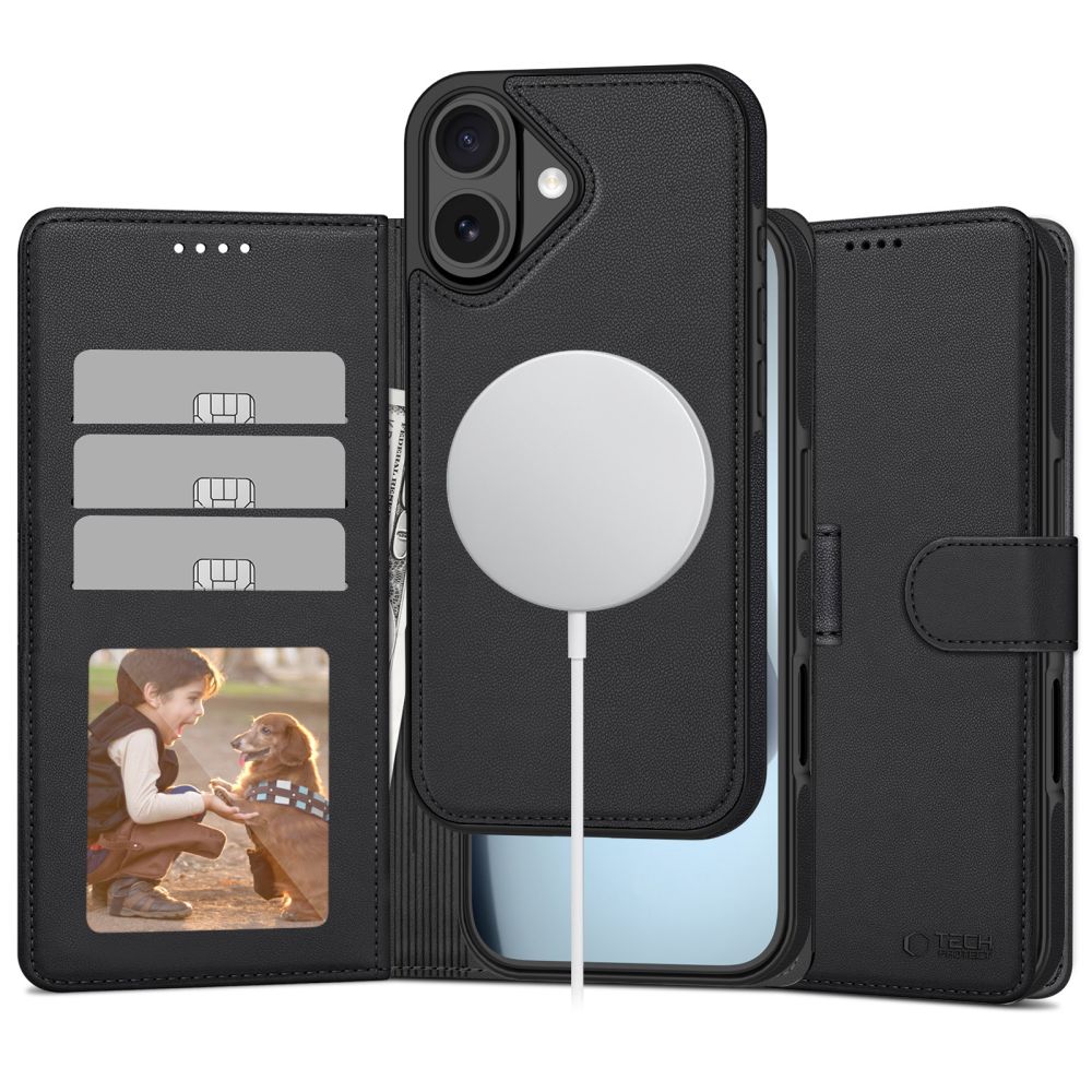 Dėklas Tech-Protect Wallet MagSafe iPhone 17, matinis juodas