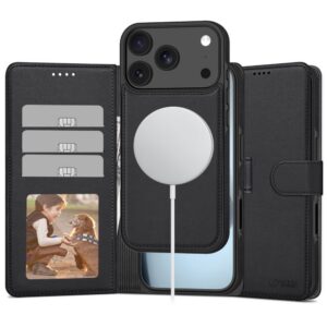 Dėklas Tech-Protect Wallet Magsafe iPhone 17 Pro, matinis juodas