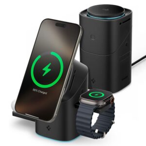 Belaidis įkroviklis Spigen Essential EF223MS 3in1 Qi2 MagSafe, juodas