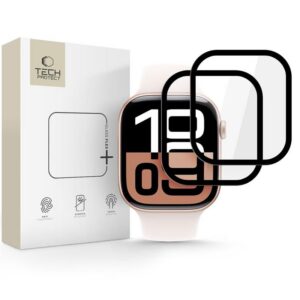 Apsauginis stiklas Tech-Protect Glass Flex+ Apple Watch 10 / 11 (42 mm), 2 vnt., juodas