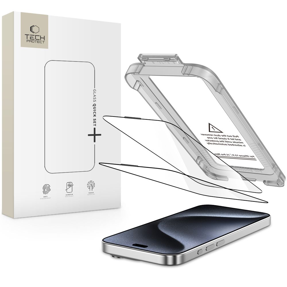 Apsauginis stiklas Tech-Protect Quick Set+ iPhone 15 Pro, 2 vnt.