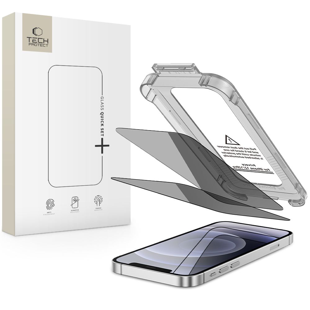 Privatumo apsauginis stiklas Tech-Protect Quick Set Spy+ iPhone 12 / 12 Pro, 2 vnt.