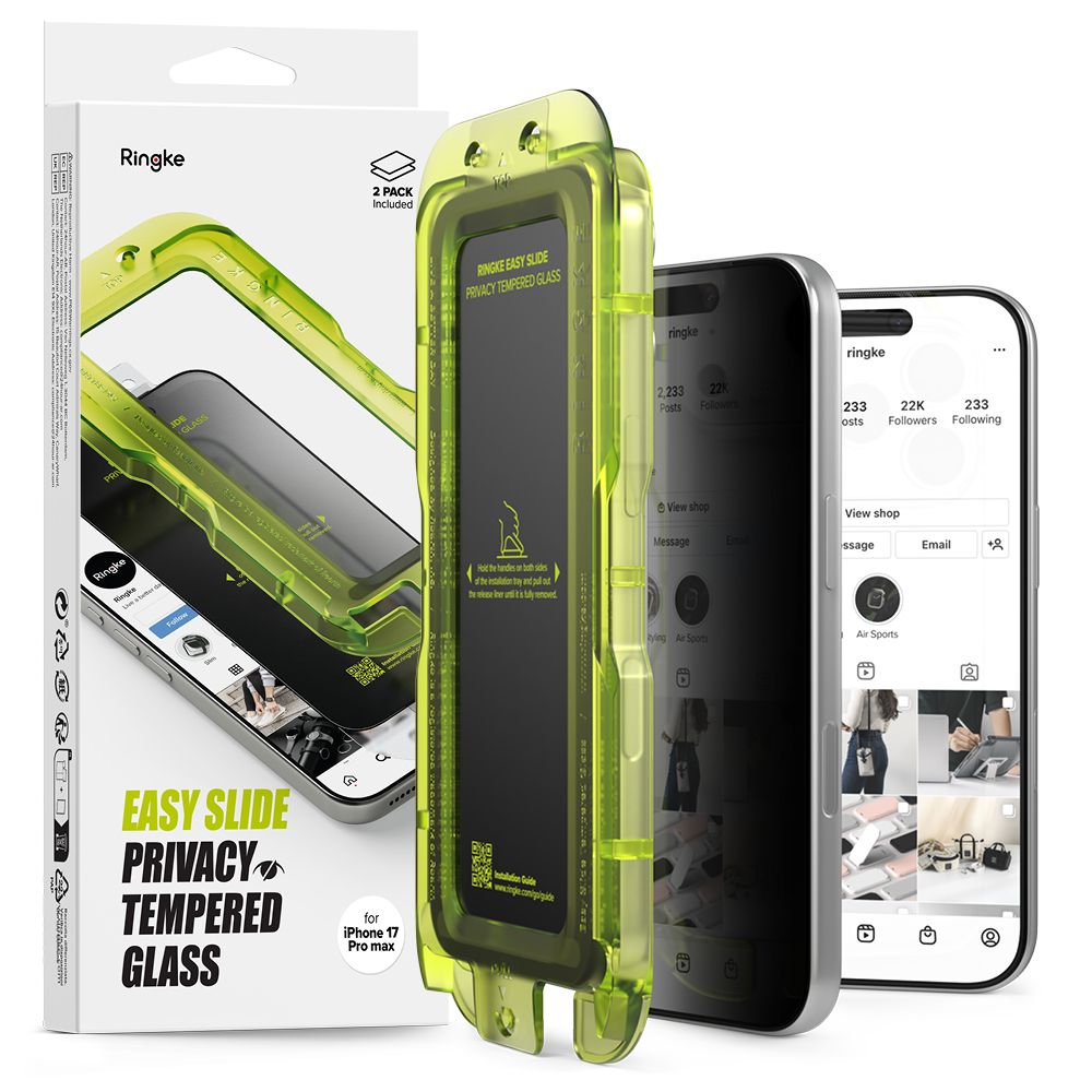 Apsauginis stiklas Ringke Easy Slide Privacy iPhone 17 Pro Max, 2 vnt.