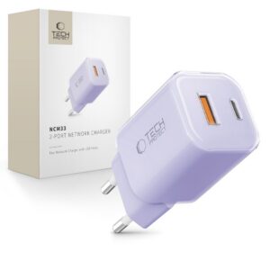 Įkroviklis Tech-Protect NCM33 2 lizdų PD 33W / QC3.0, šviesiai violetinis