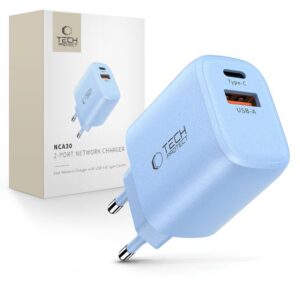 Įkroviklis Tech-Protect NCA30 2-Port PD 30W / QC3.0, šviesiai mėlynas