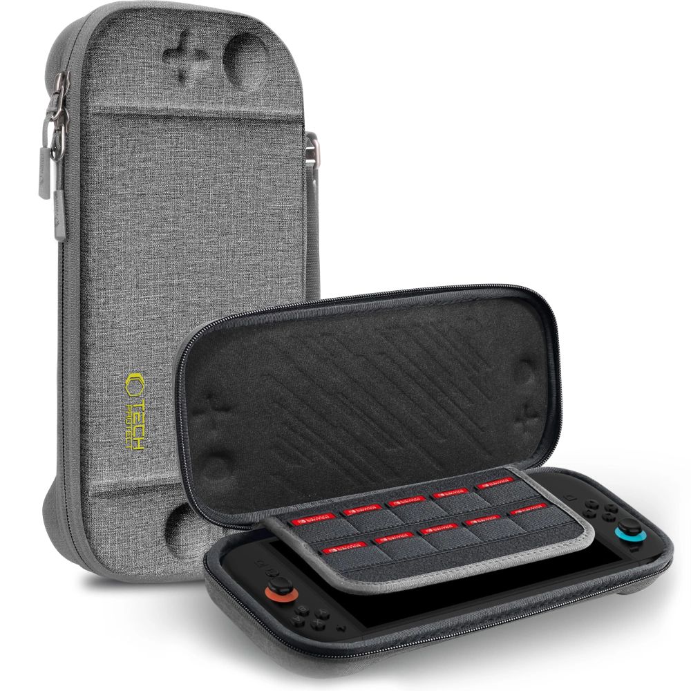 Dėklas Tech-Protect Slim Pouch Nintendo Switch 2, tamsiai pilkas