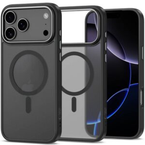 Dėklas Tech-Protect TP CamEdge MagSafe iPhone 17 Pro, matinis juodas/tamsiai pilkas