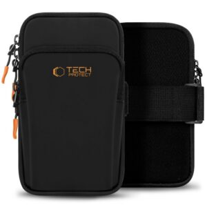 Sportinis dėklas ant rankos Tech-Protect M7 Universal, juodas/oranžinis