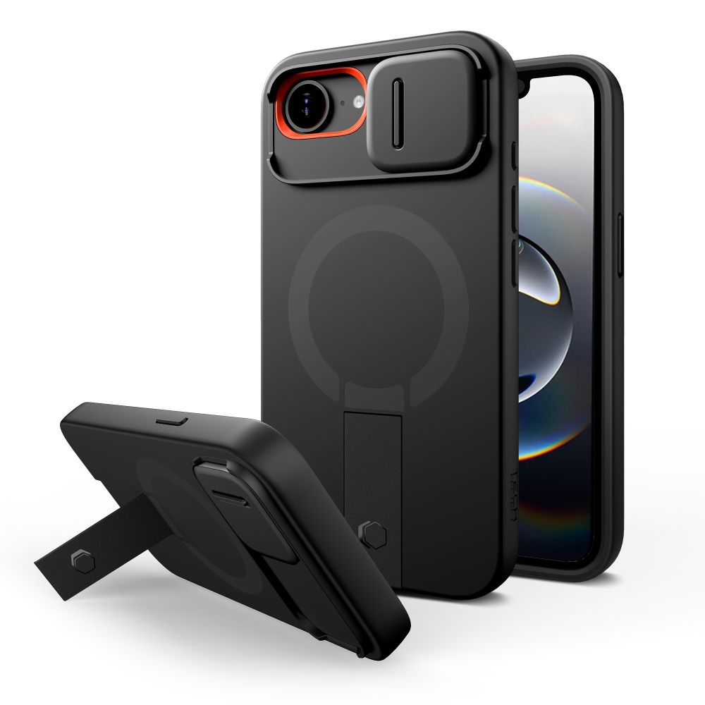 Dėklas Tech-Protect Kevlar Aura MagSafe iPhone 16e / 17e, juoda-oranžinė