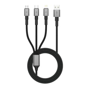 Kabelis Tech-Protect UltraBoost DNA 3in1 Lightning / Type-C / Micro-USB, 3A, 120cm, pilkas