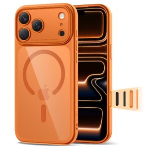 Dėklas Tech-Protect Magpeak Magsafe CC iPhone 17 Pro Max, kosminė oranžinė/skaidrus