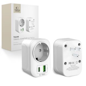 Kelioninis adapteris Tech-Protect TA100 US-EU, baltas