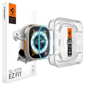 Apsauginis stiklas Spigen Glas.tR EZ Fit Apple Watch Ultra 1 / 2 / 3 (49 mm), 2 vnt., skaidrus