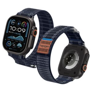 Dirželis Spigen WBF0 Apple Watch 8 / 9 / 10 / 11 / SE / Ultra (44 / 45 / 46 / 49 mm), tamsiai mėlynas