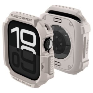 Dėklas Spigen Rugged Armor V2 Apple Watch 10/11 (42 mm), smėlio spalvos