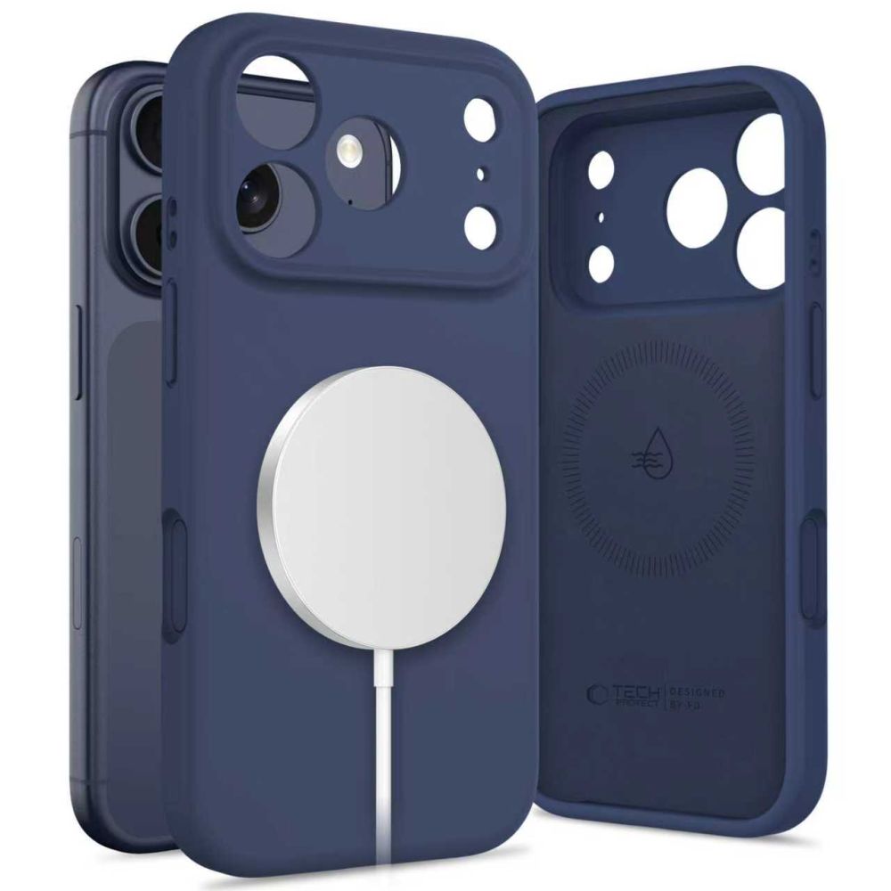 Dėklas Tech-Protect Silicone MagSafe iPhone 17 Pro, tamsiai mėlynas