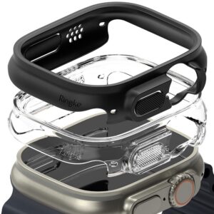 Dėklas Ringke Slim Apple Watch Ultra 1 / 2 / 3 (49 mm), skaidrus ir matinis juodas (2 vnt.)