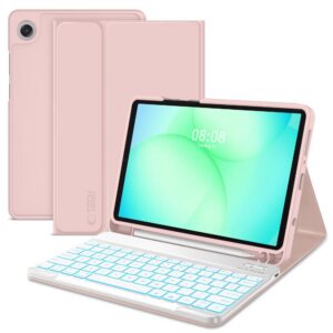 Dėklas su rašikliu ir klaviatūra Tech-Protect SC Pen Galaxy Tab A9 / A11 8.7, rožinis