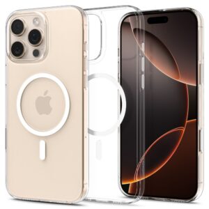 Dėklas Spigen Thin Fit T Mag MagSafe iPhone 16 Pro, skaidrus/baltas